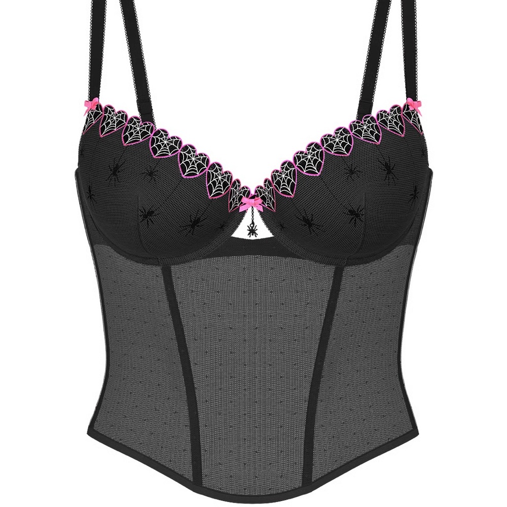 PINK Victoria's Secret Black and Pink Lace Bustier - Picture 4 of 4